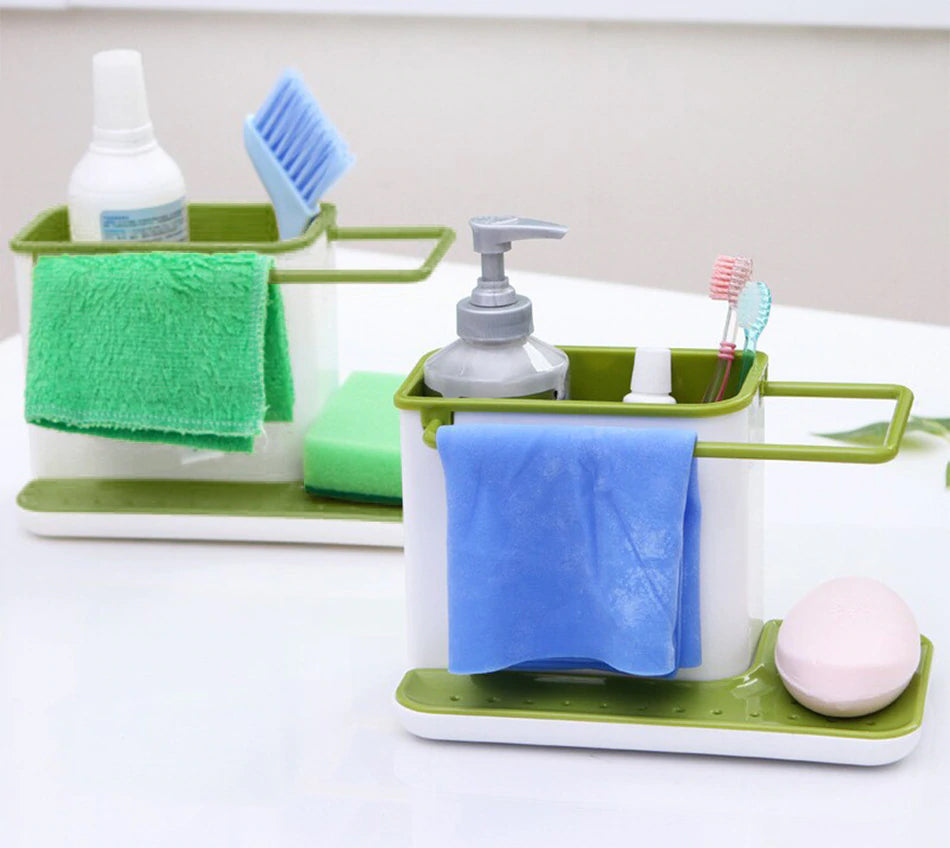 # 3-in-1 Soap Dispenser with Sponge Holder – Kitchen Sink Organizer & Dish Soap Pump