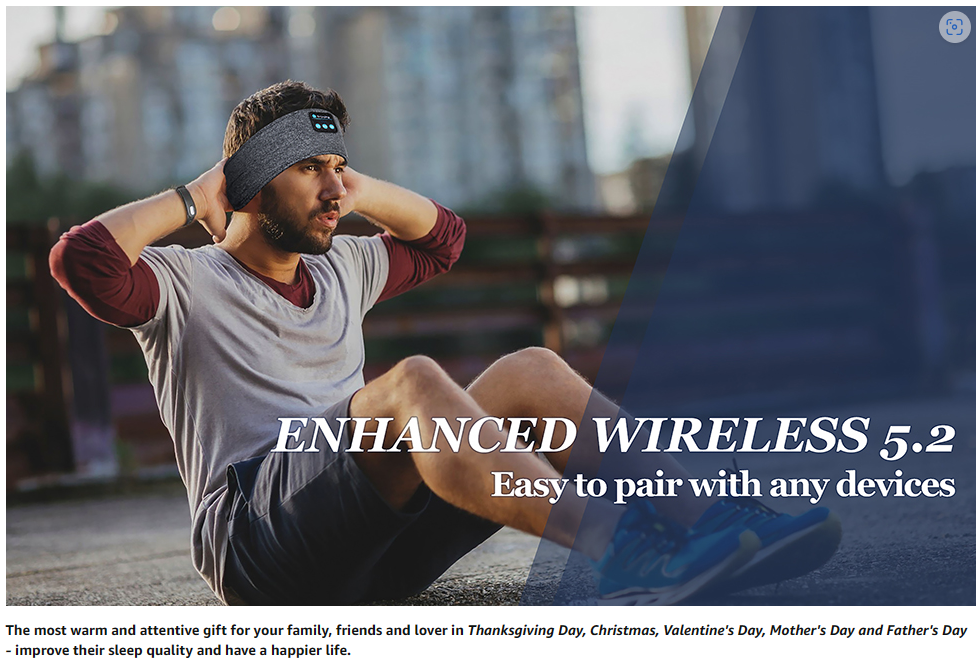 2-in-1 Bluetooth Sleep Headband with Eye Mask & Wireless Headphones