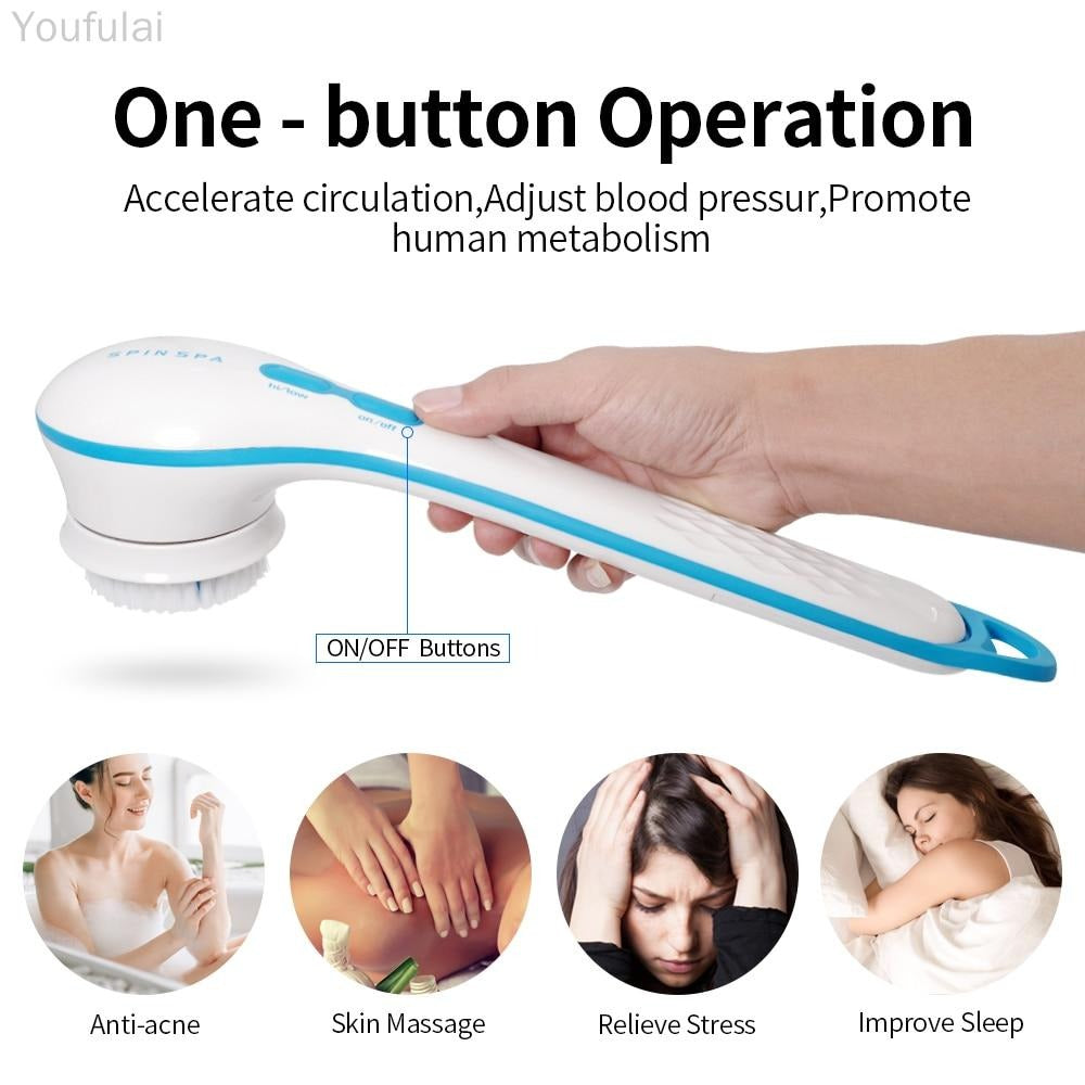 5-in-1 Spin Spa Electric Shower Brush for Deep Skin Cleansing