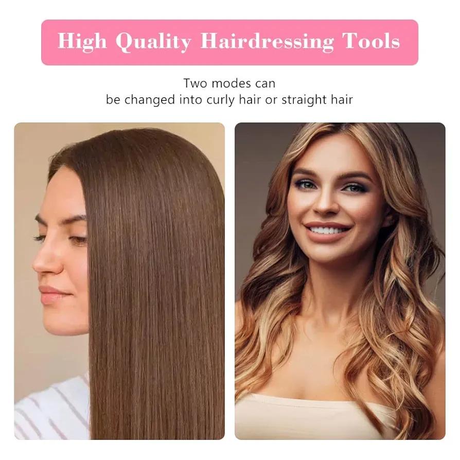 2-in-1 Mini Hair Straightener & Curler | Portable Ceramic Flat Iron for Dry & Wet Hair | Fast Heating | Random Color