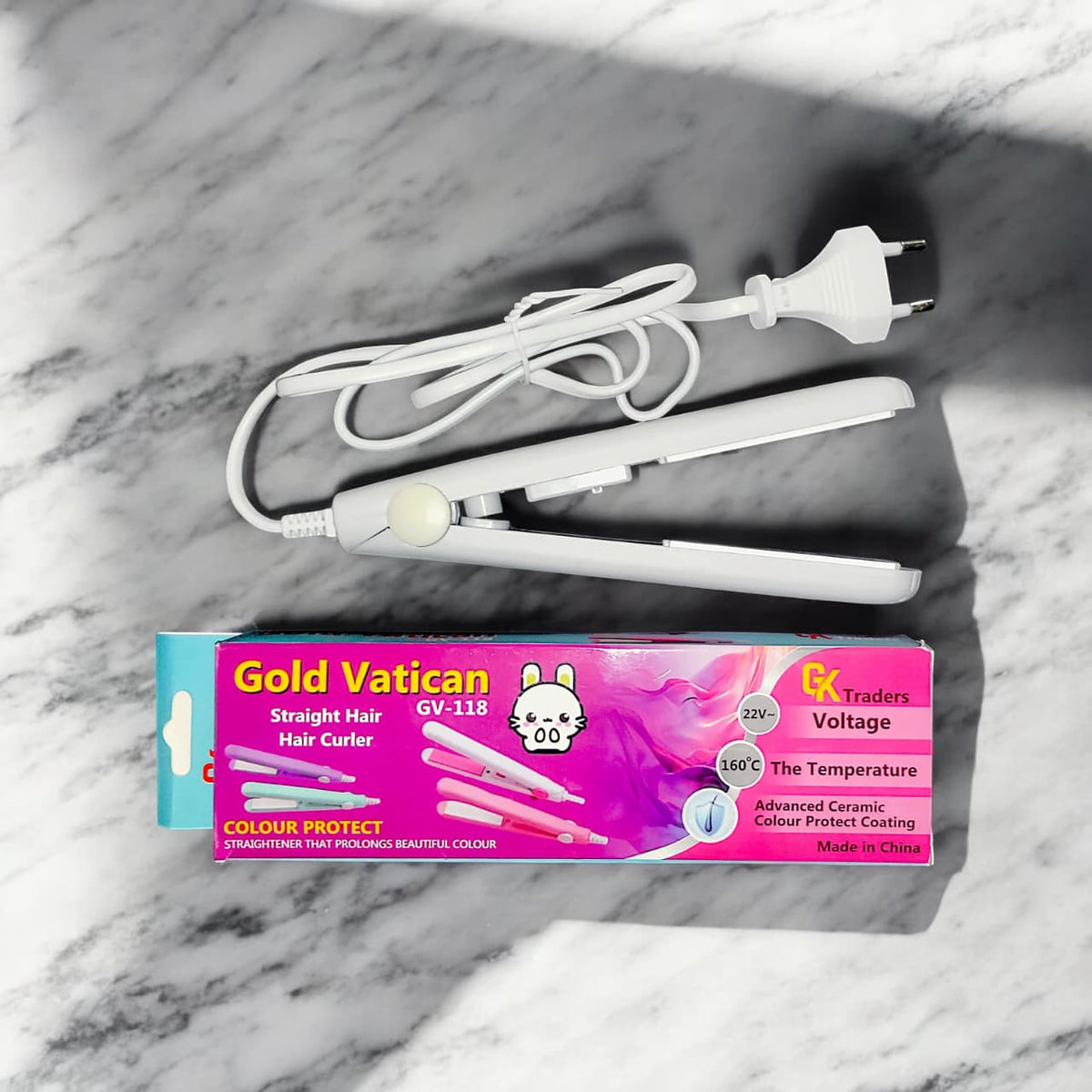 2-in-1 Mini Hair Straightener & Curler | Portable Ceramic Flat Iron for Dry & Wet Hair | Fast Heating | Random Color