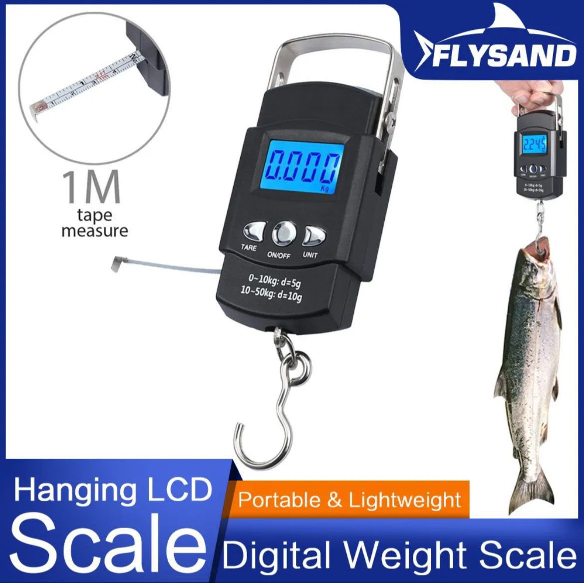 50KG Digital Hanging Scale 5G LCD – Portable Luggage, Fishing & Travel Weight Scale