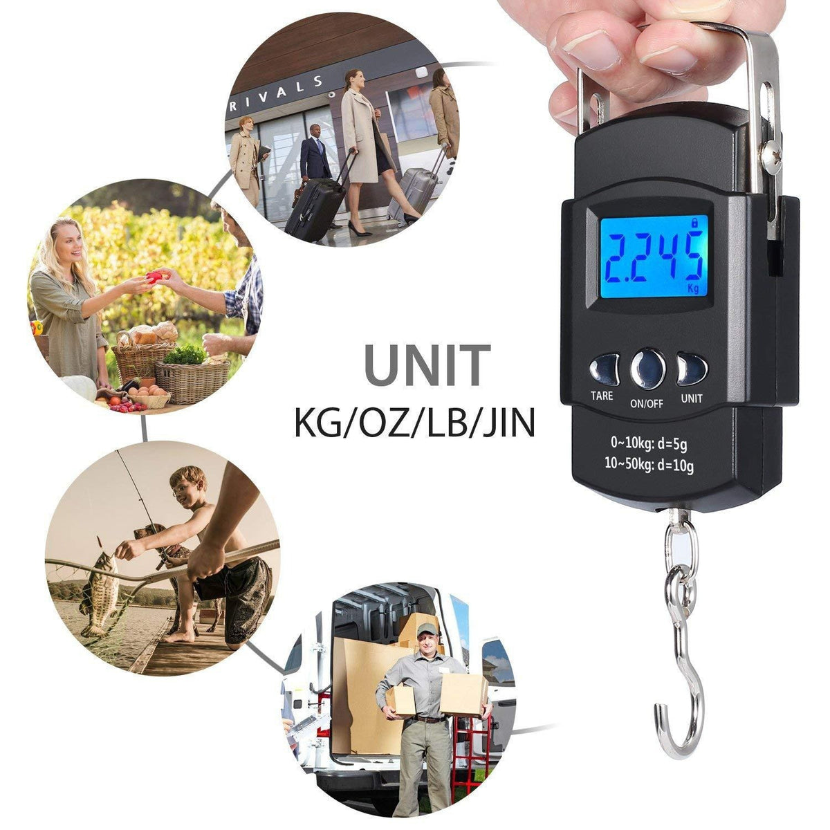 50KG Digital Hanging Scale 5G LCD – Portable Luggage, Fishing & Travel Weight Scale
