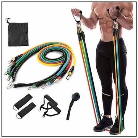 11-Piece Resistance Bands Set – Home Gym Workout Kit with Handles
