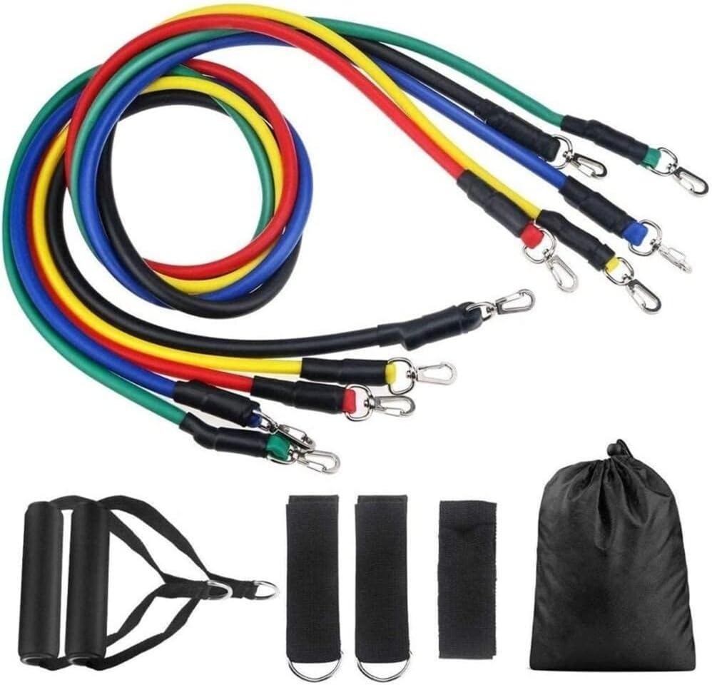 11-Piece Resistance Bands Set – Home Gym Workout Kit with Handles