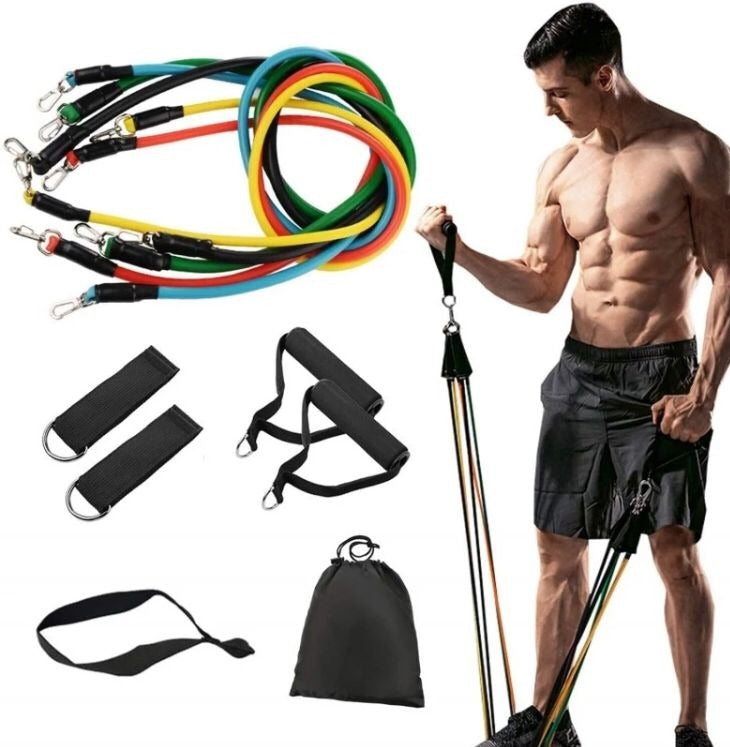 11-Piece Resistance Bands Set – Home Gym Workout Kit with Handles