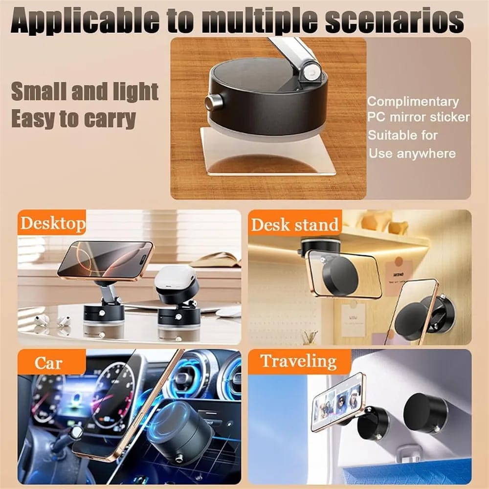Double-Sided Magnetic Phone Holder | Adjustable Rotating Foldable Suction Mount