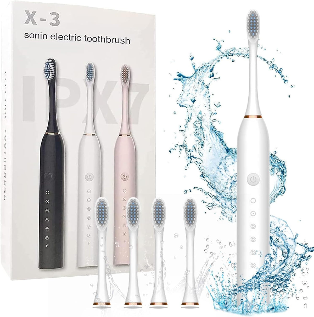 Rechargeable Electric Toothbrush with 2 Extra Heads | USB Charging Electric Teeth Brush