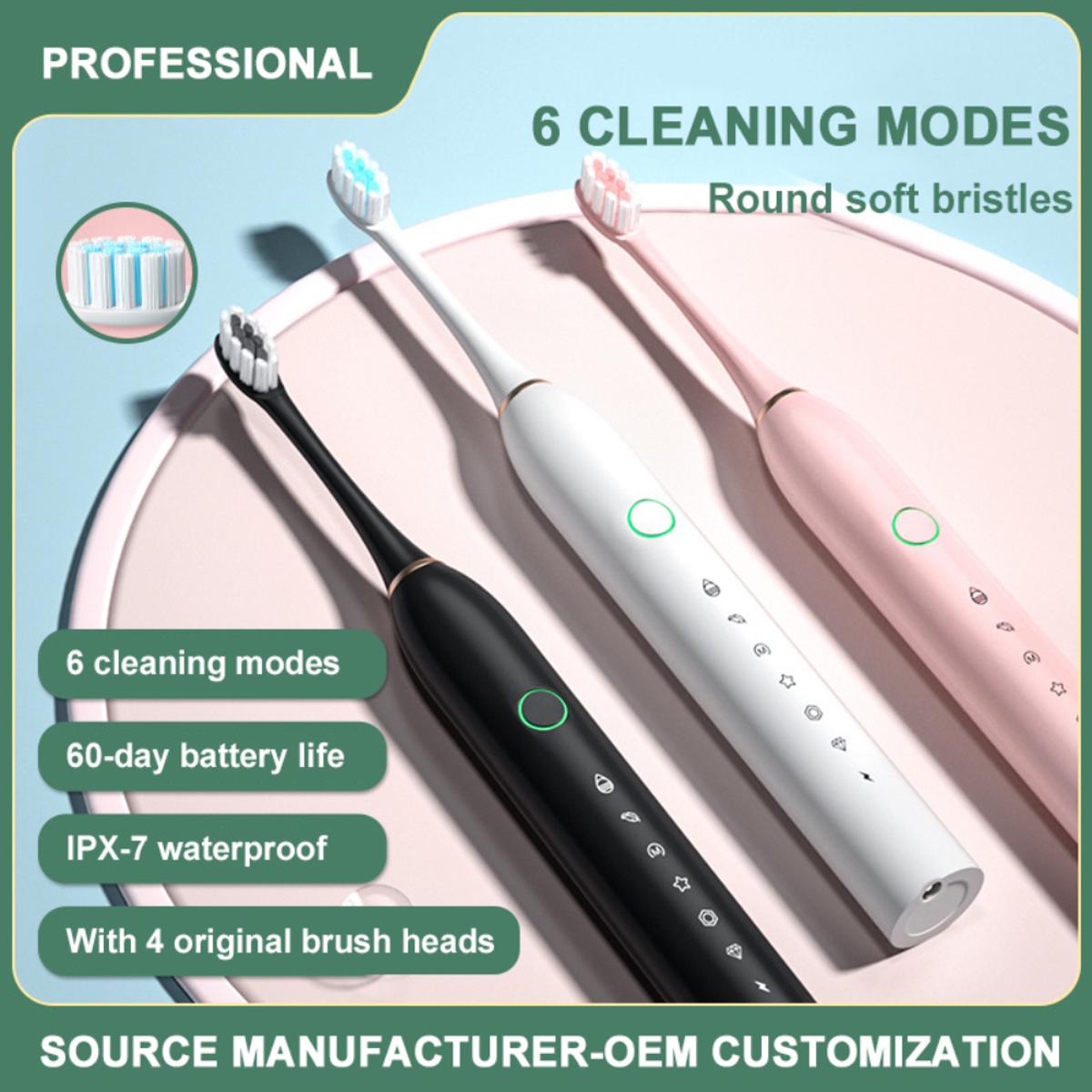 Rechargeable Electric Toothbrush with 2 Extra Heads | USB Charging Electric Teeth Brush