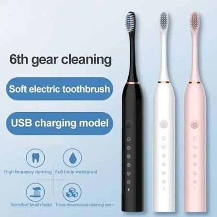 Rechargeable Electric Toothbrush with 2 Extra Heads | USB Charging Electric Teeth Brush
