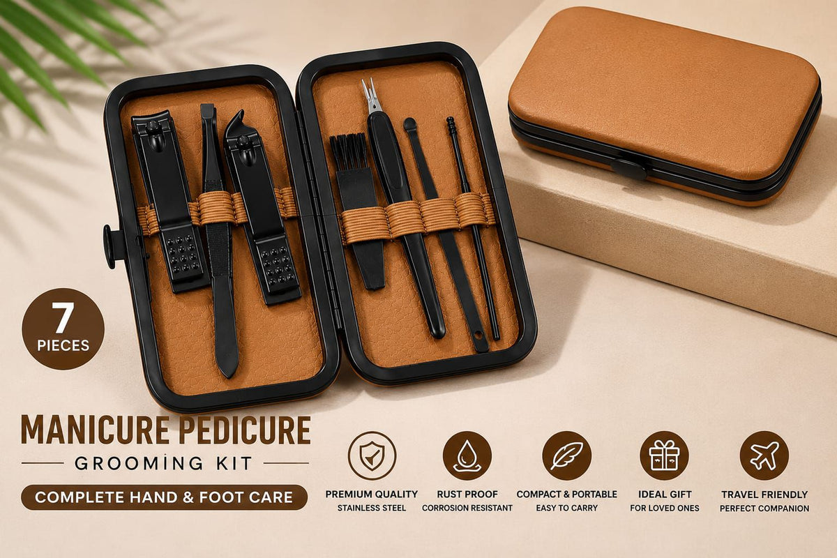 7-Piece Manicure & Pedicure Nail Care Kit | Professional Nail Grooming Set