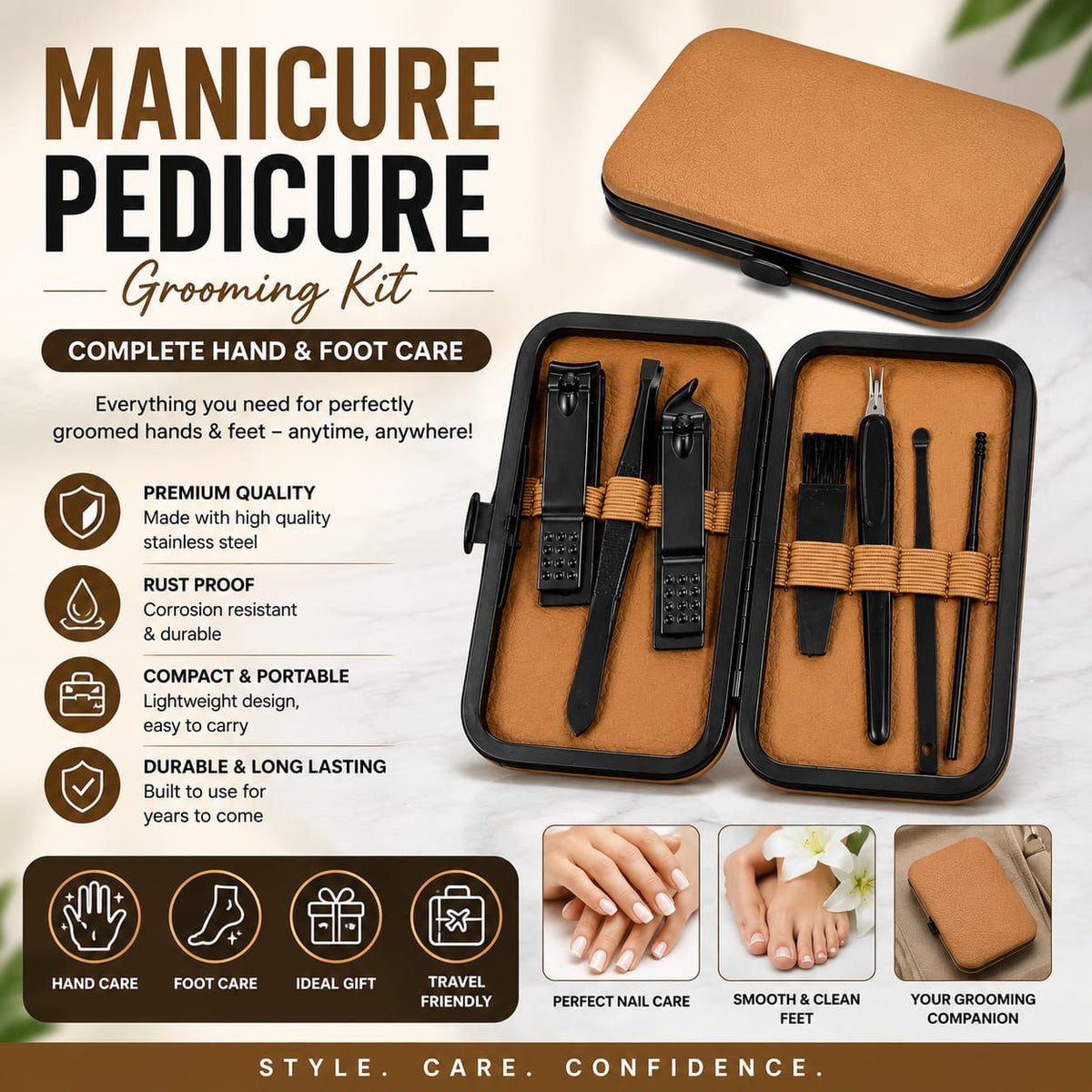 7-Piece Manicure & Pedicure Nail Care Kit | Professional Nail Grooming Set
