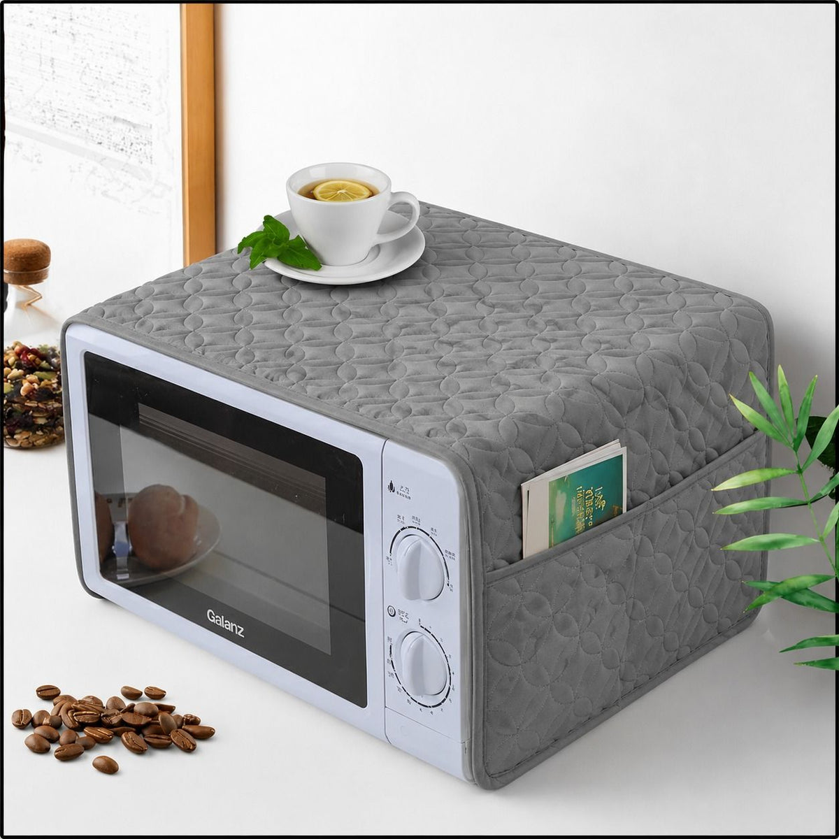Microwave & Oven Dust Cover – Quilted Kitchen Appliance Cover Black