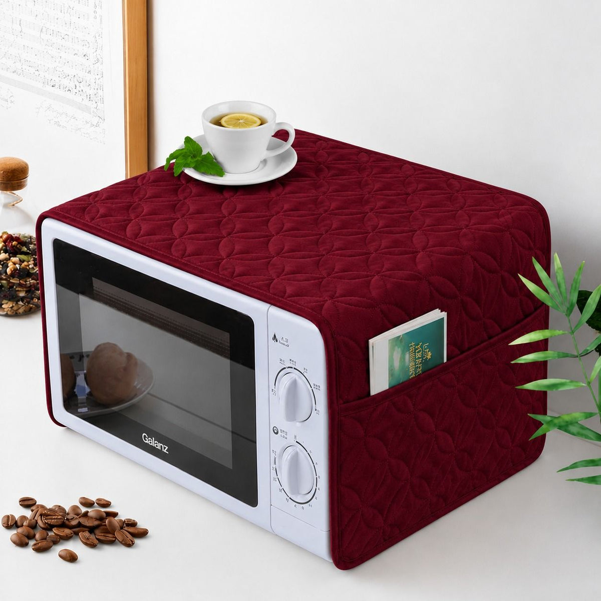 Microwave & Oven Dust Cover – Quilted Kitchen Appliance Cover Black