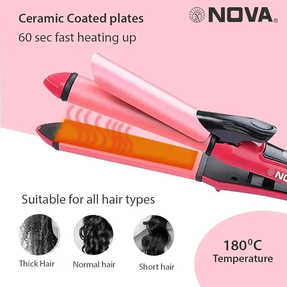 2-in-1 Nova Hair Straightener & Curler | Ceramic Hair Styling Tool