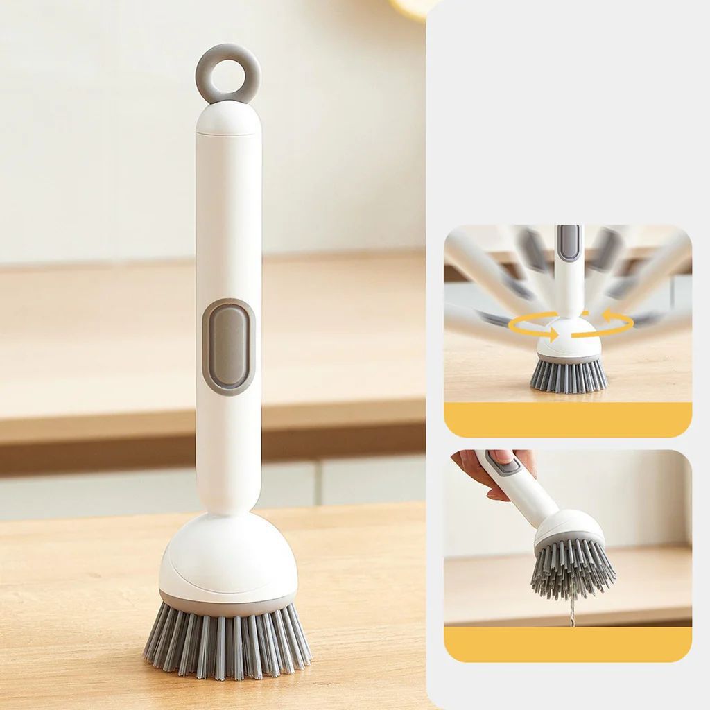 Kitchen Cleaning Brush with Soap Dispenser | Adjustable Dish Scrubber