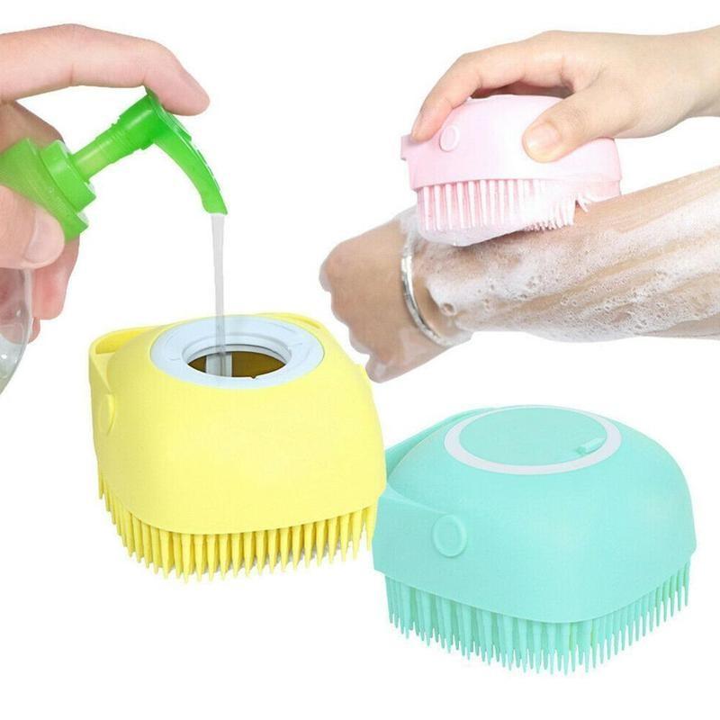 Silicone Bath Body Brush with Soap Dispenser | Exfoliating Shower Scrub & Massage Brush