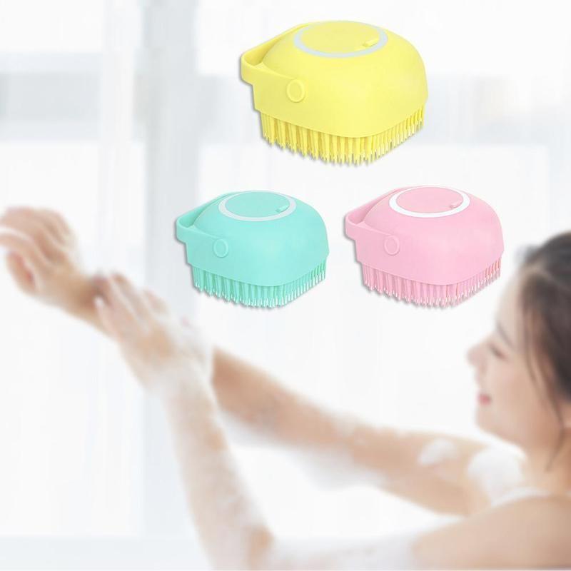 Silicone Bath Body Brush with Soap Dispenser | Exfoliating Shower Scrub & Massage Brush