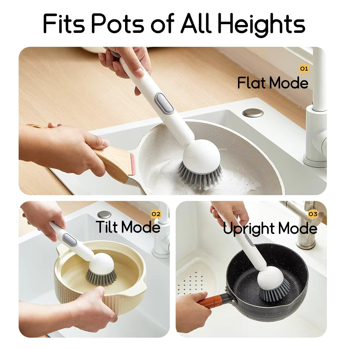 Kitchen Cleaning Brush with Soap Dispenser | Adjustable Dish Scrubber